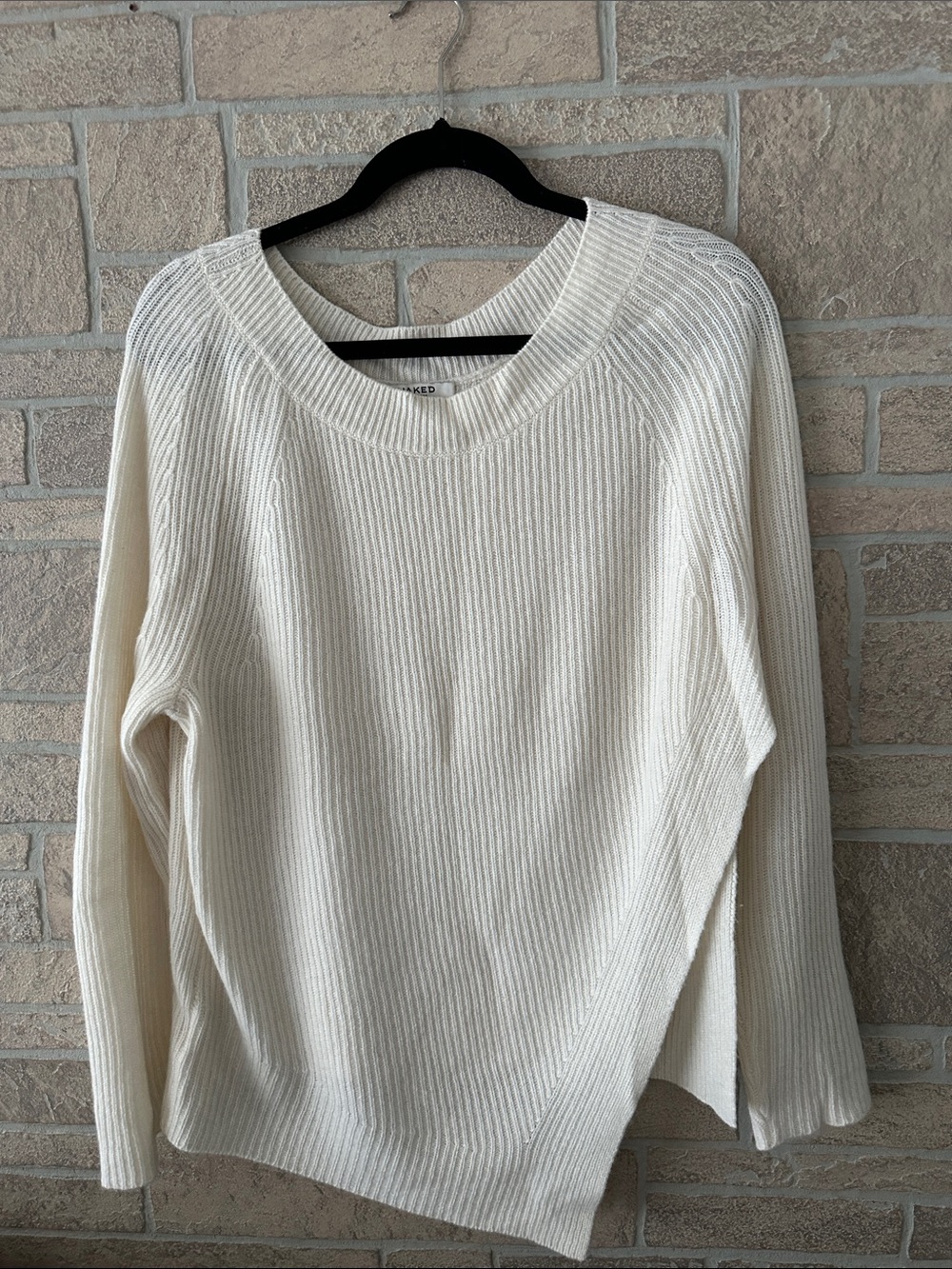 NakedCashmere Ivory Asymmetrical Ribbed cashmere sweater Lightweight size S